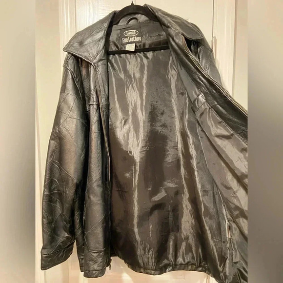 LeWorld Fine Leathers Men’s 100% Black Leather Stitched Patchwork Jacket Size XL - Picture 6 of 12